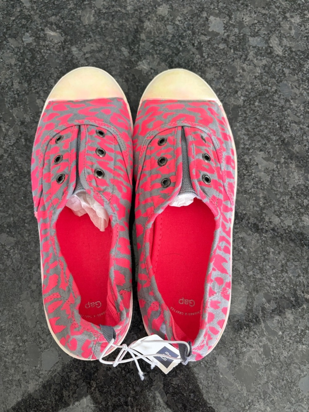 GAP Pink and Gray Animal-Print Slip-On Sneakers